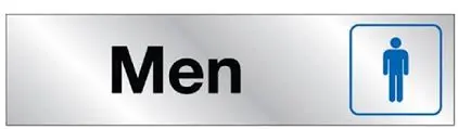 MEN, SILVER BACKGROUND 2" X 8" SIGN HY-KO - 478