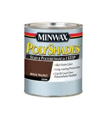MINWAX POLYSHADES 61350444 WOOD STAIN AND POLYURETHANE 350 ROYAL WALNUT SATIN QUART - 61350444