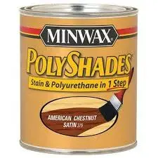 MINWAX POLYSHADES 613750444 WOOD STAIN AND POLYURETHANE 375 AMERICAN CHESTNUT SATIN QUART - 613750444