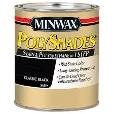 MINWAX POLYSHADES 61390444 WOOD STAIN AND POLYURETHANE 395 CLASSIC BLACK SATIN QUART - 613950444