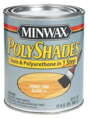 MINWAX POLYSHADES 61410444 WOOD STAIN AND POLYURETHANE 410 HONEY PINE GLOSS QUART - 61410444