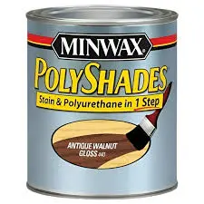 MINWAX POLYSHADES 61440444 WOOD STAIN AND POLYURETHANE 440 ANTIQUE WALNUT GLOSS QUART - 61440444