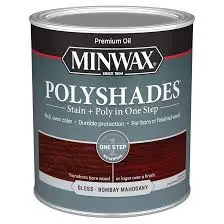 MINWAX POLYSHADES 61480444 WOOD STAIN AND POLYURETHANE 480 BOMBAY MAHOGANY GLOSS QUART - 61480444