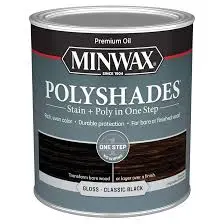 MINWAX POLYSHADES 614950444 WOOD STAIN AND POLYURETHANE 495 CLASSIC BLACK GLOSS QUART - 614950444