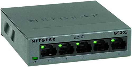 NETGEAR - 5 PORT GIGABIT UNMANAGED SWITCH DESKTOP STUARDY METAL FANLESS HOUSING - GS305