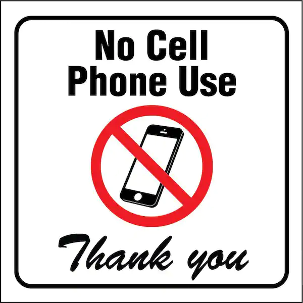 NO CELL PHONES SIGN 4" X 4" HY-KO - 496