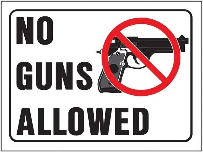 NO GUN ALLOWED SIGN 8.5" X 12" HY-KO - 20691