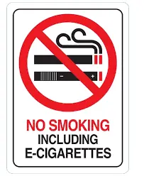 NO SMOKING INCLUDING E-CIGARETTES 7" X 5" HY-KO - D-28