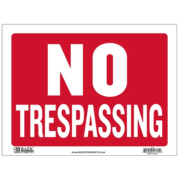 NO TRESPASSING SIGN 9" X 12" HY-KO - 3014