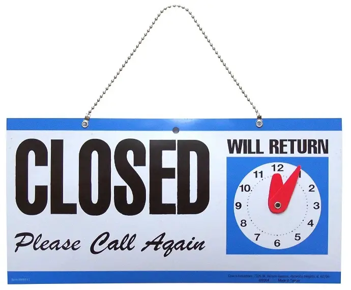 OPEN/CLOSE PLASTIC SIGN  5-3/4 x 11" HY-KO - CL-1