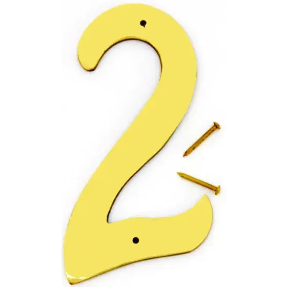 POLISHED BRASS 4" HOUSE NUMBER 2 HY-KO - BR-40/2