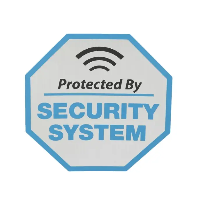 PROTECTED BY SECURITY SYSTEM, SILVER BACKGROUND 4" X 4" SIGN HY-KO ...