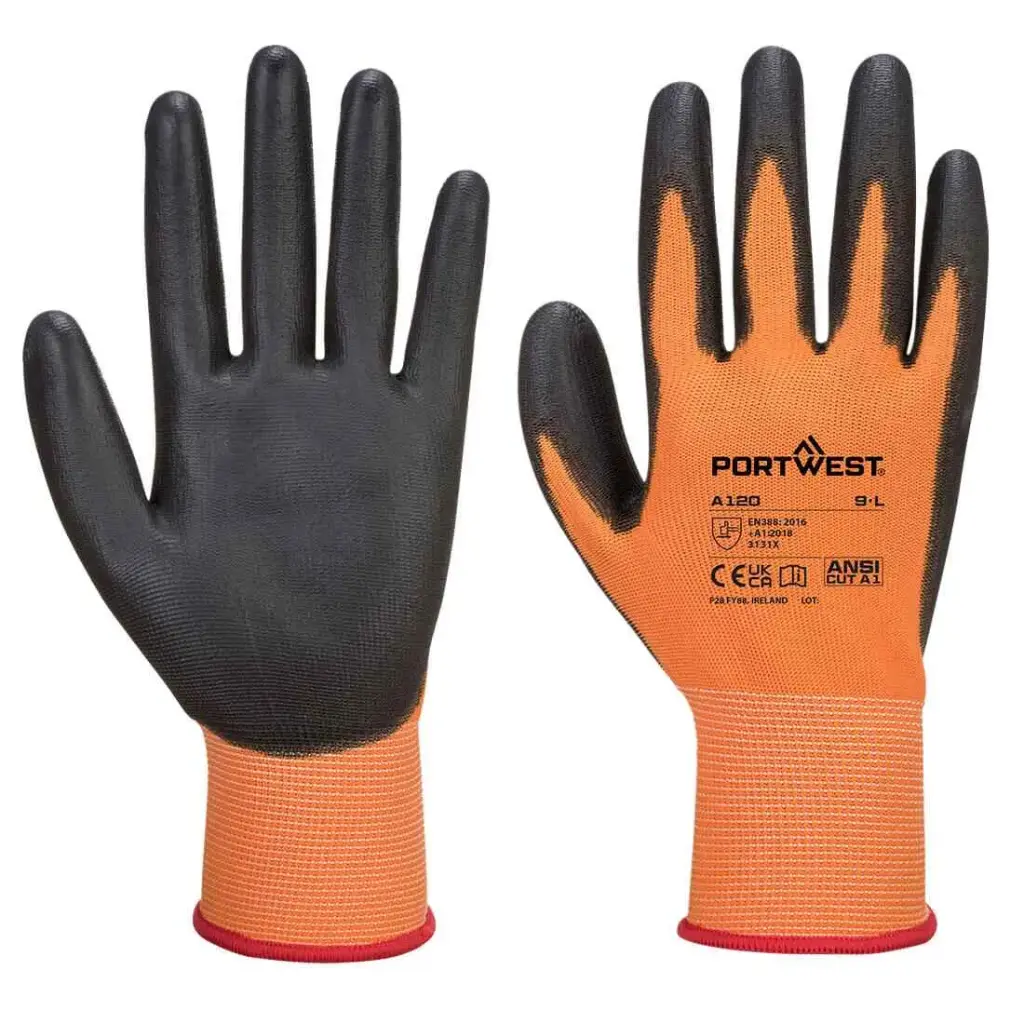PU PALM GLOVE ORANGE/BLACK XLARGE PORTWEST - A120O8RXL