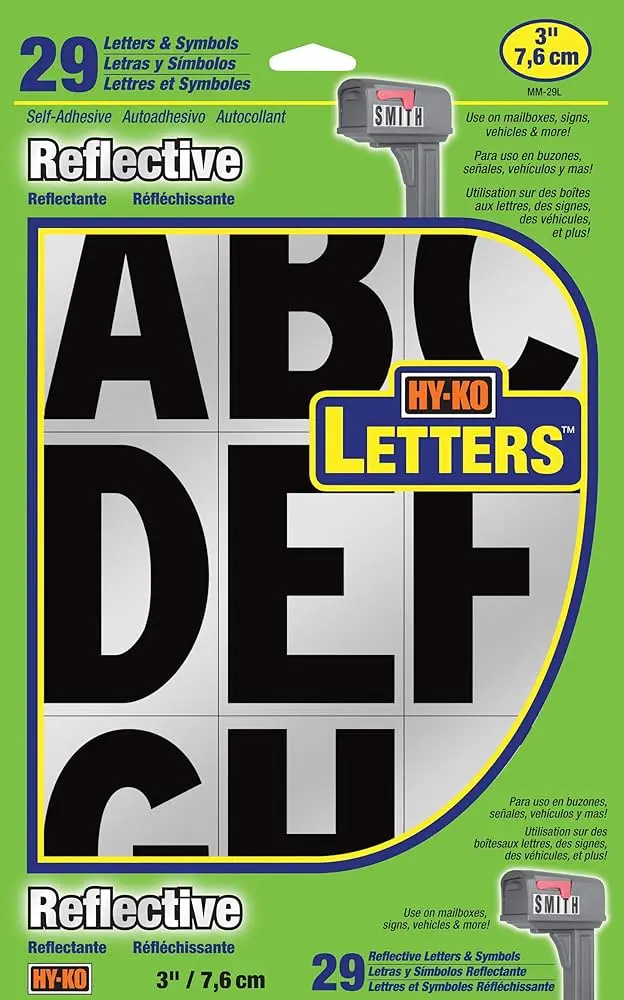 REFLECTIVE LETTER SET 3" HY-KO - MM-29L