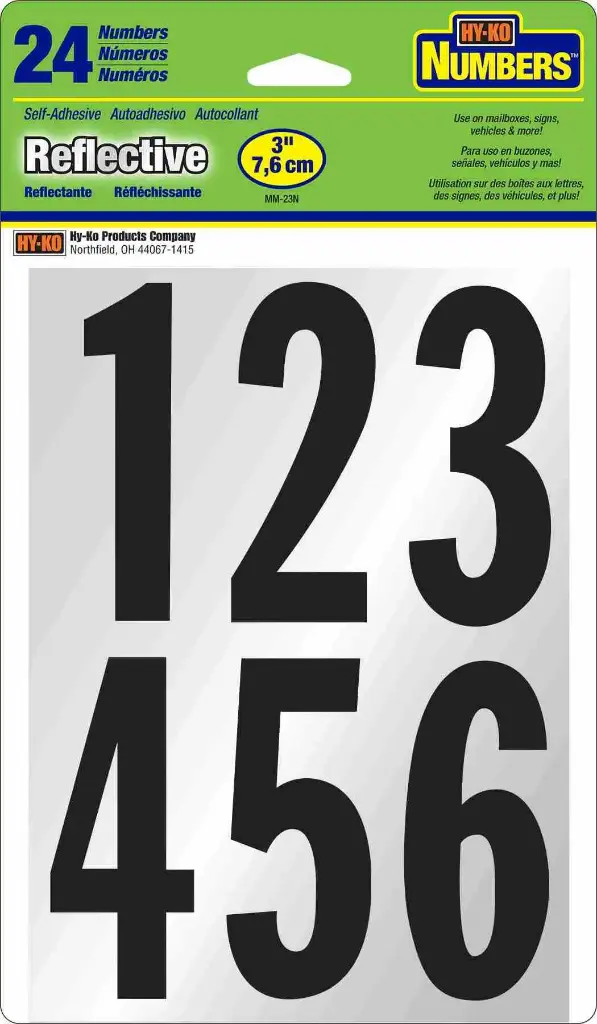 REFLECTIVE NUMBER SET 3" HY-KO - MM-23N
