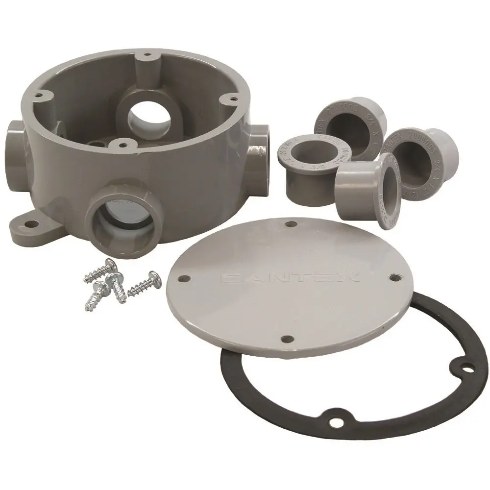ROUND BOX PVC WEATHERPOOF 4" 1/2"-3/4" OUTLET 1.875 DEEP P - 5133690U