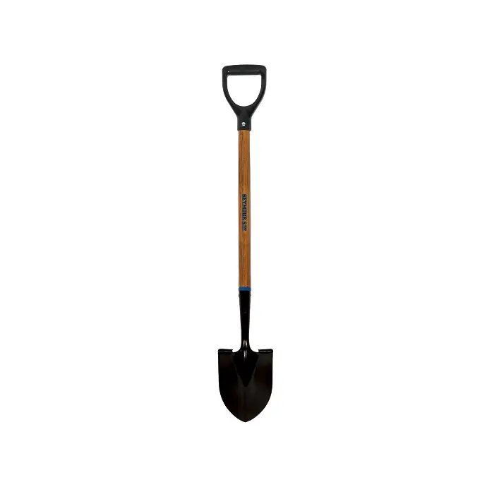 ROUND POINT SHOVEL SHORT, 1KG HEAD WOODEN HANDLE WITH PLASTIC D-GRIP ABRACOL - VCL2S