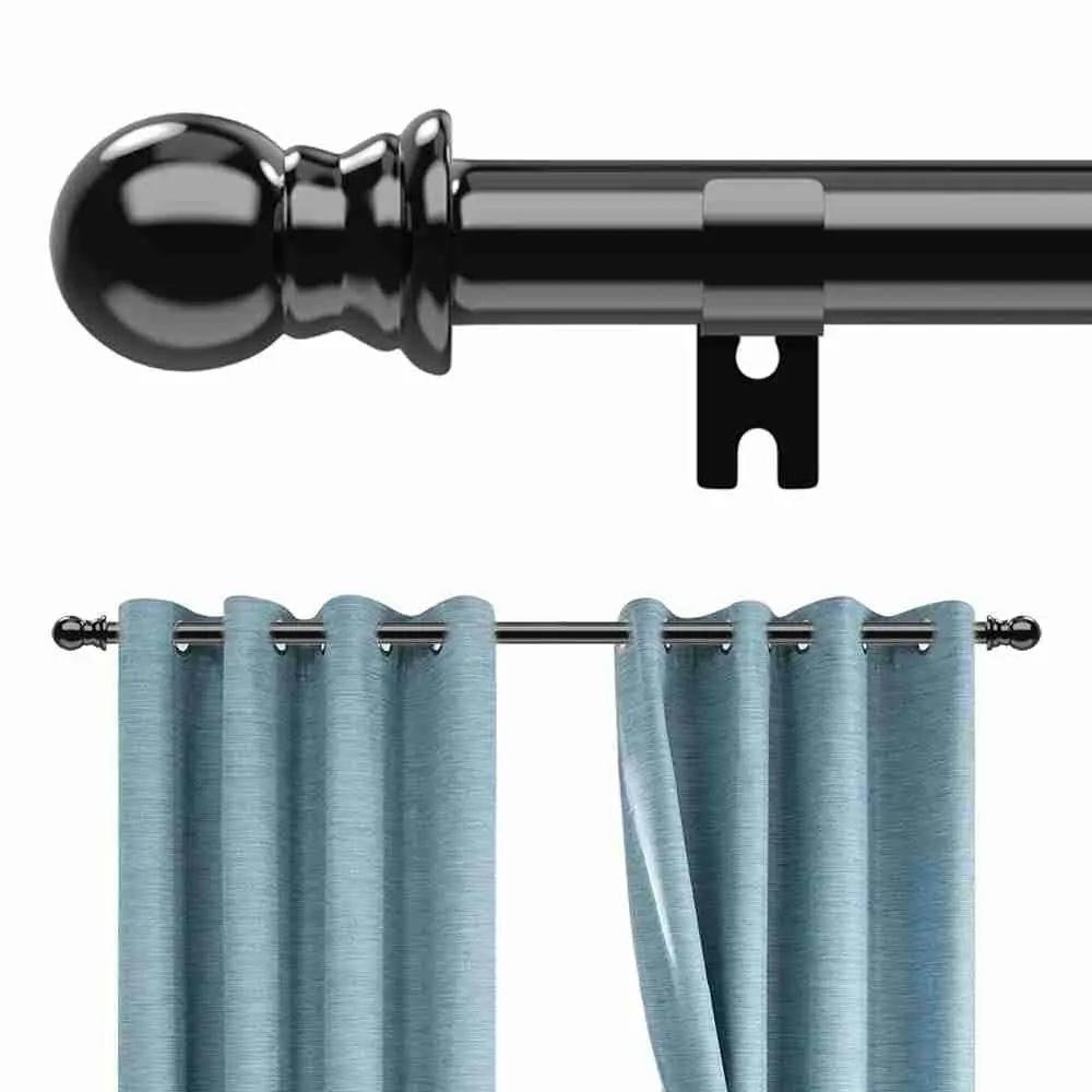 Rod Curtain 24in-48in BLK Leaf 9789