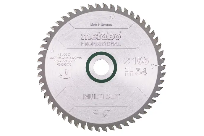 SAW BLADE "MULTI CUT PROFESSIONAL", 165X20 Z54 FZ/TZ 5° METABO - 6...