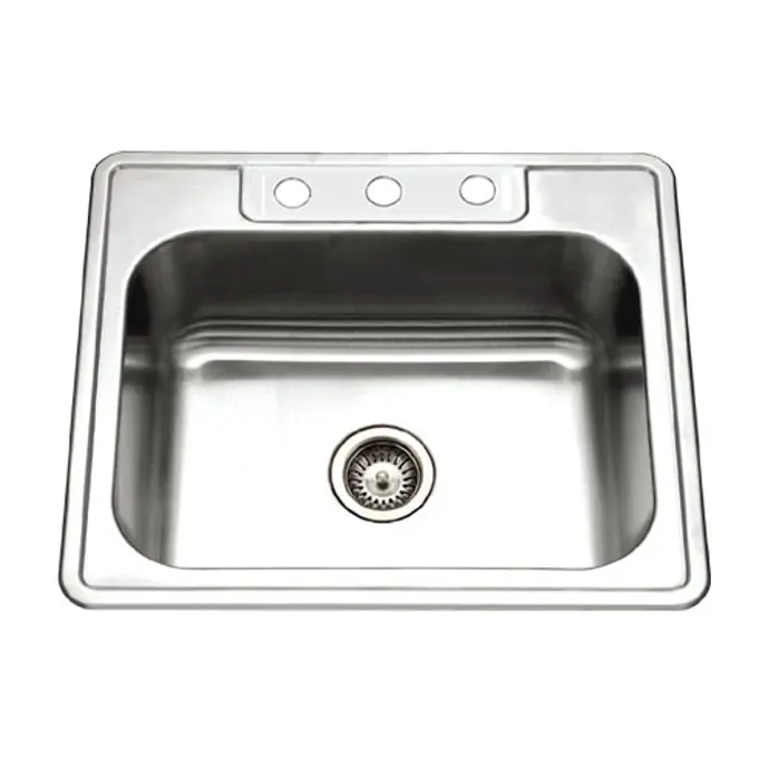 SS  SINK 25 X 22 X 8 X .08 SINGLE BOWL 3 HOLE - BM25228