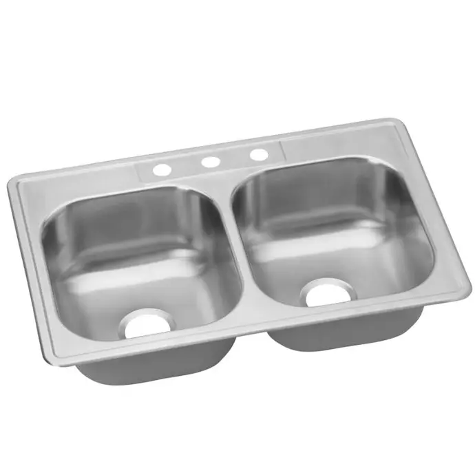 SS SINK 25X22X8X.08 20GA DBL BOWL 3HOLE BROWN USA - BM33228