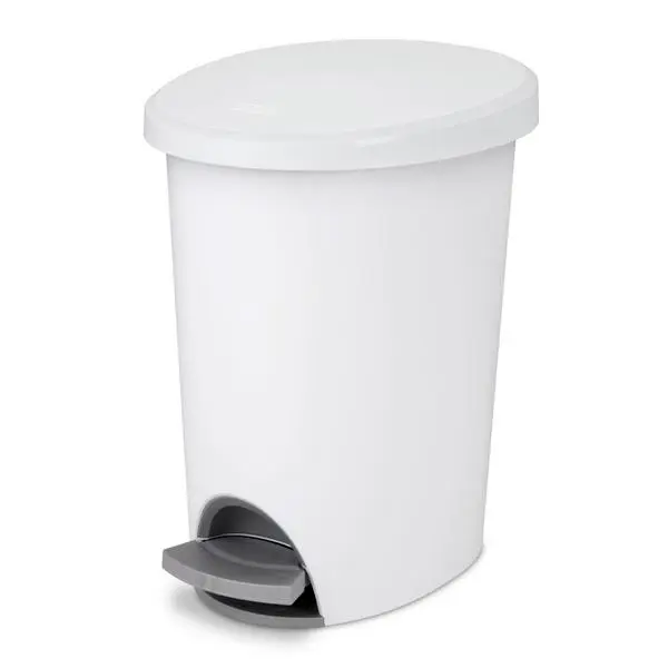 STERILITE STEP-ON WASTEBASKET 2.6GAL WHITE