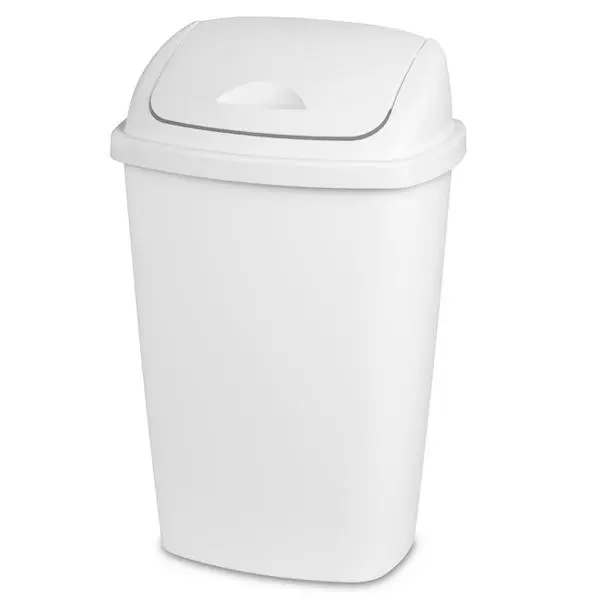 STERILITE SWING TOP GARBAGE CAN 13.2GAL WHT