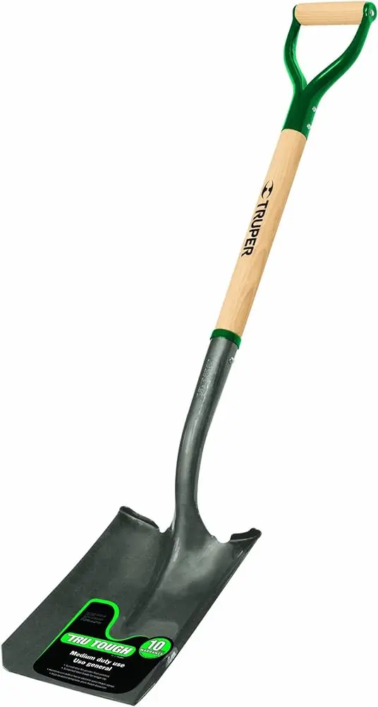TRUPER SQUARE POINT SHOVEL D- HANDLE WOOD MED DUTY 30" - 31187