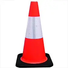 18" TRAFFIC CONE PVC w/REFLECT TAPE - BRTC18