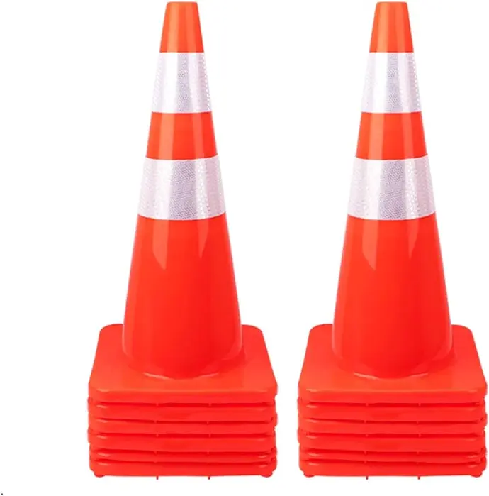 TT-28" TRAFFIC CONE PVC W/REFLECT TAPE 25CM - BRTC28