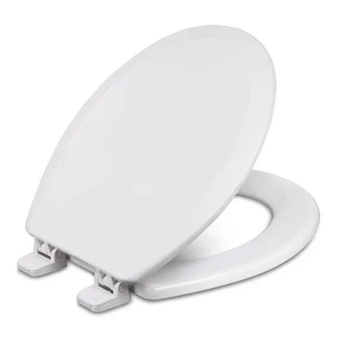 TT White Round Plastic Toilet Seat Brown 