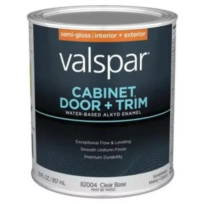 VALSPAR ENAMEL CABINET/DOOR/TRIM SATIN EXT/INT SEMI-GLOSS CLEAR BASE PAINT 1-GAL - 028.0082004.007 