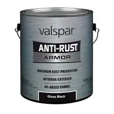 VALSPAR INTERIOR/EXTERIOR  ANTI-RUST ARMOR OIL GLOSS ENAMEL FLAT BLACK QUART - 044.0021826.005