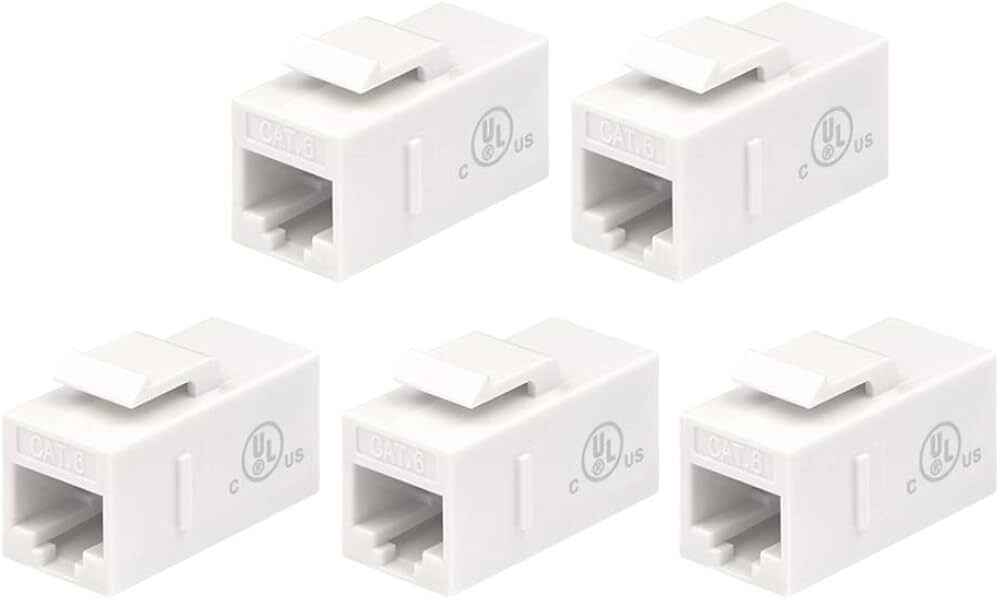 VCE UL LISTED RJ45 CAT6 KEYSTONE COUPLER FEMALE INSERT UTP INLINE COUPLER WHITE - X001DOHQJZ