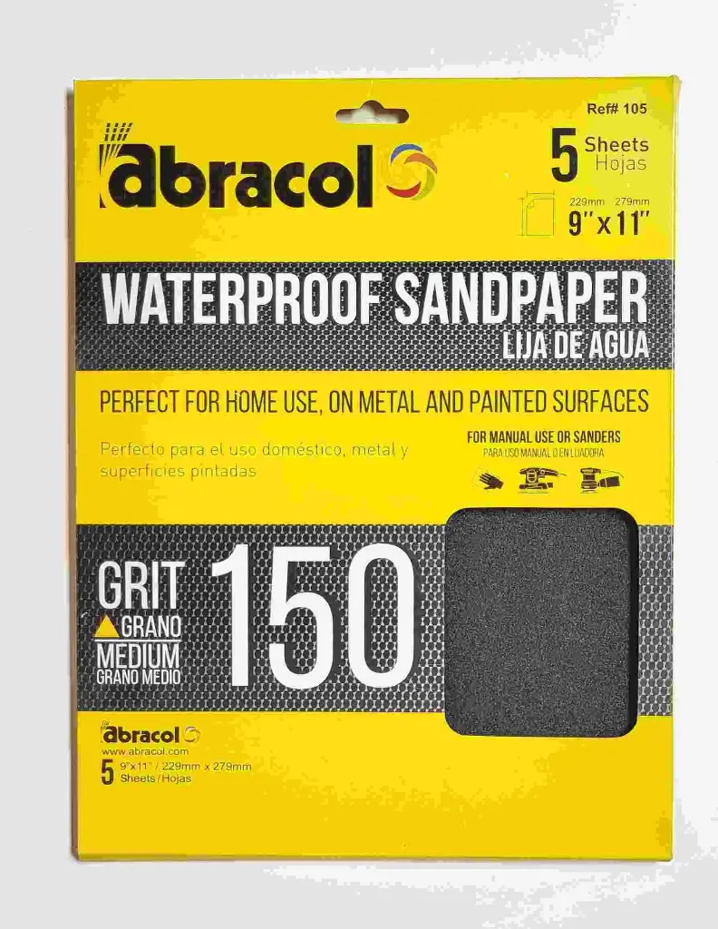 WATER PROOF SAND PAPER IN C SHEET 9" X 11" 180GRIT - ABRACOL