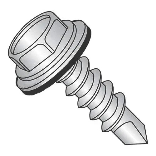 WHITE 1/4" X 1-3/4" HEX TAP SCREW  W/BIT - BRWTC002