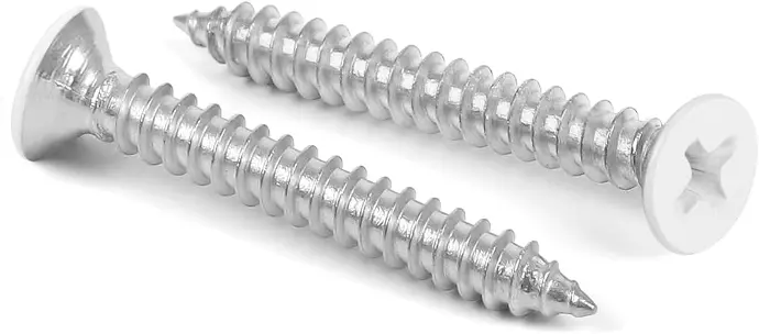 WHITE 1/4" X 1-3/4" PHILIP TAP SCREW  W/BIT - BRWTC005