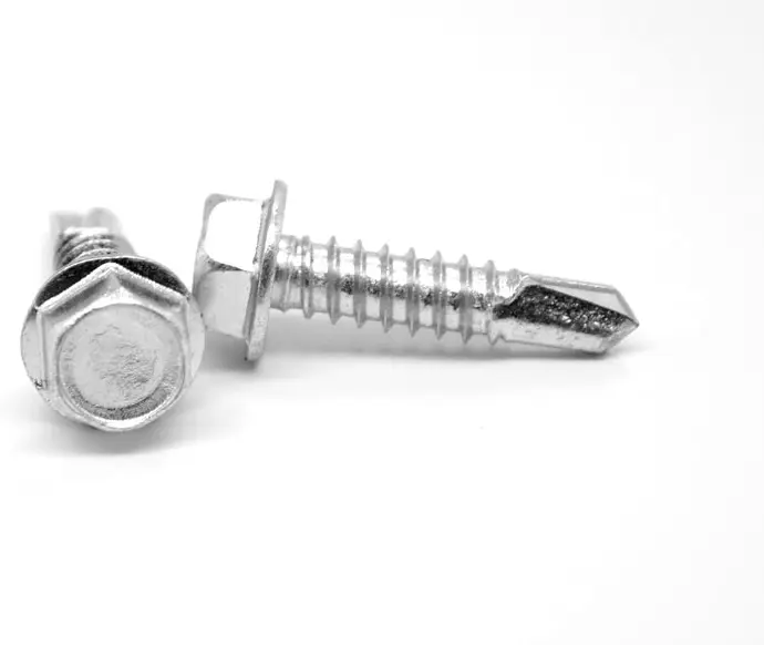 WHITE 1/4" X 2-1/4" HEX TAP SCREW  W/BIT - BRWTC003