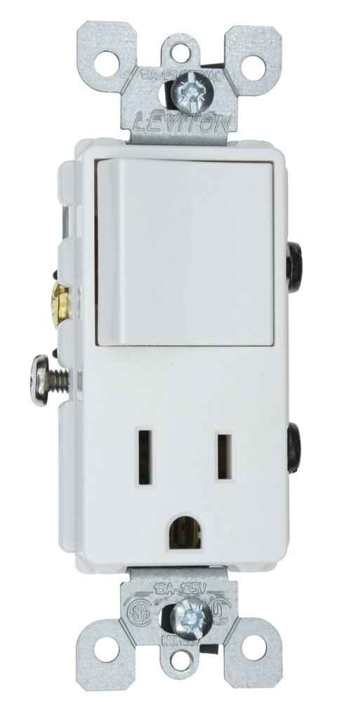 WHITE DECORA COMBO SWITCH/OUTLET 5625-W/7730W BOX