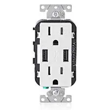 DUPLEX OUTLET WHITE CHARGER W/2-USB  T5632-W