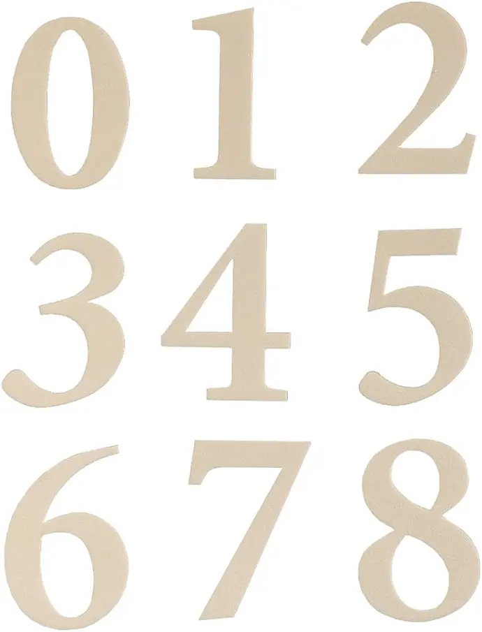 WHITE PLASTIC MOLDED NUMBERS SET 2-3/8" HY-KO - MM-200W