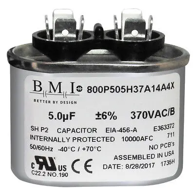 EQUALITY CAPACITOR 5 MFD 370VAC R 37R050
