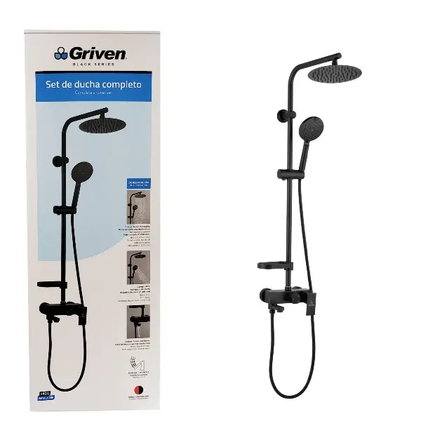 Complete Shower Set Black HOT-COLD 4Sets/Case..A367-SH-8T-B1