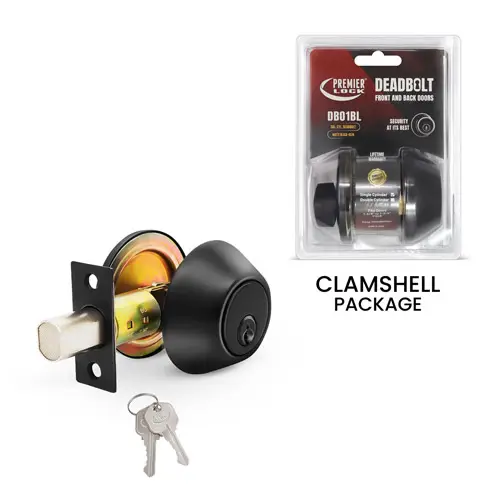 PREMIER LOCK SINGLE DEADBOLT MATTE BLK - DB01BL
