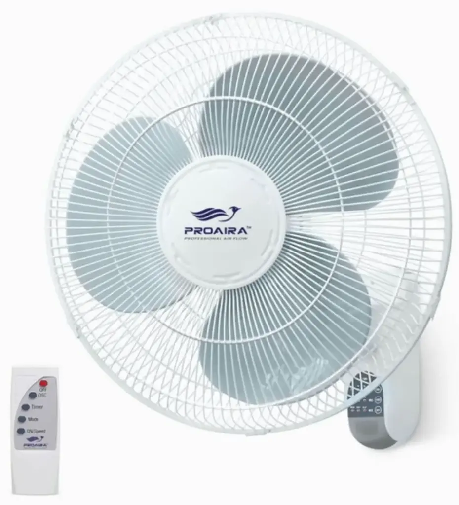 16" Oscillating Wall Mount Fan w/adjustable Tilt/Remote White