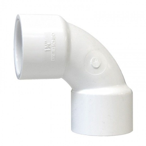 [3A091509] 1 1/4" 90 Degree PVC Long Sweep Elbow