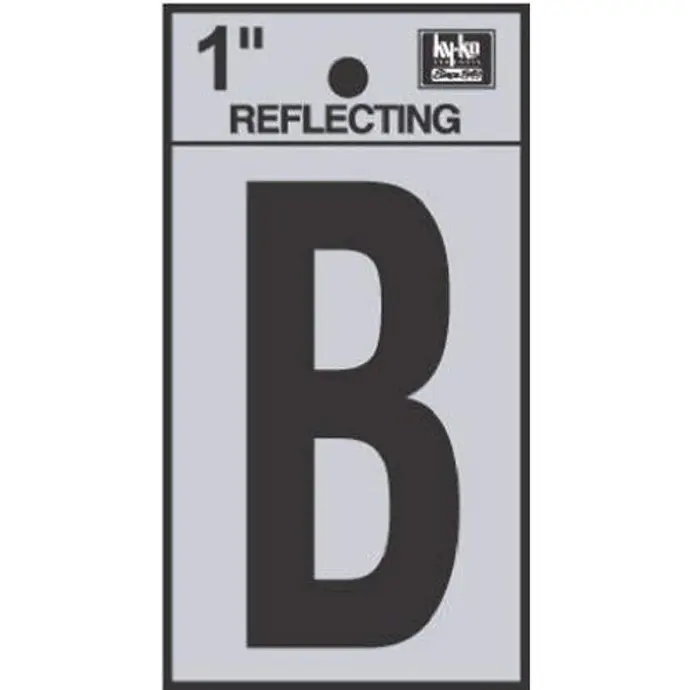 [08437411] 1-1/4" BEND AND PEEL BLACK ON SILVER REFLECTIVE LETTER B HY-KO - RV-15/B