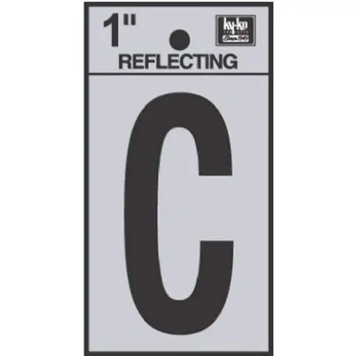 [08437615] 1-1/4" BEND AND PEEL BLACK ON SILVER REFLECTIVE LETTER C HY-KO - RV-15/C