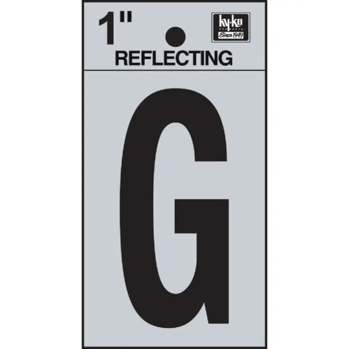 [08438012] 1-1/4" BEND AND PEEL BLACK ON SILVER REFLECTIVE LETTER G HY-KO - RV-15/G
