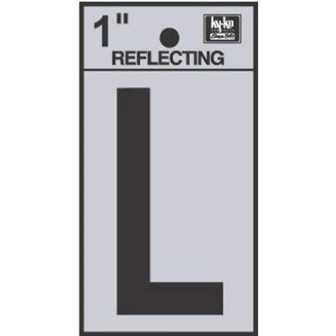 [08438517] 1-1/4" BEND AND PEEL BLACK ON SILVER REFLECTIVE LETTER L HY-KO - RV-15/L